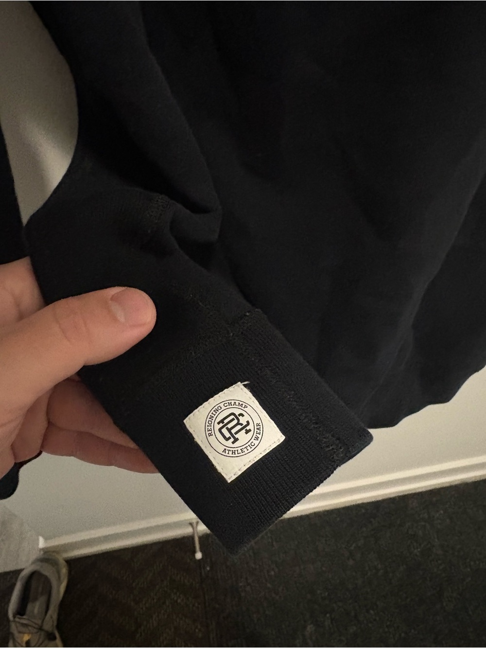 Reigning Champ Black Crewneck Sweater with Chest Logo - Picture 5 of 5